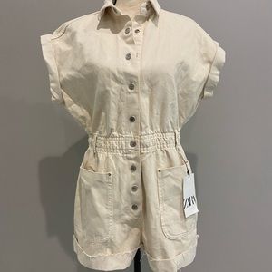 Zara Cotton Button Front Romper